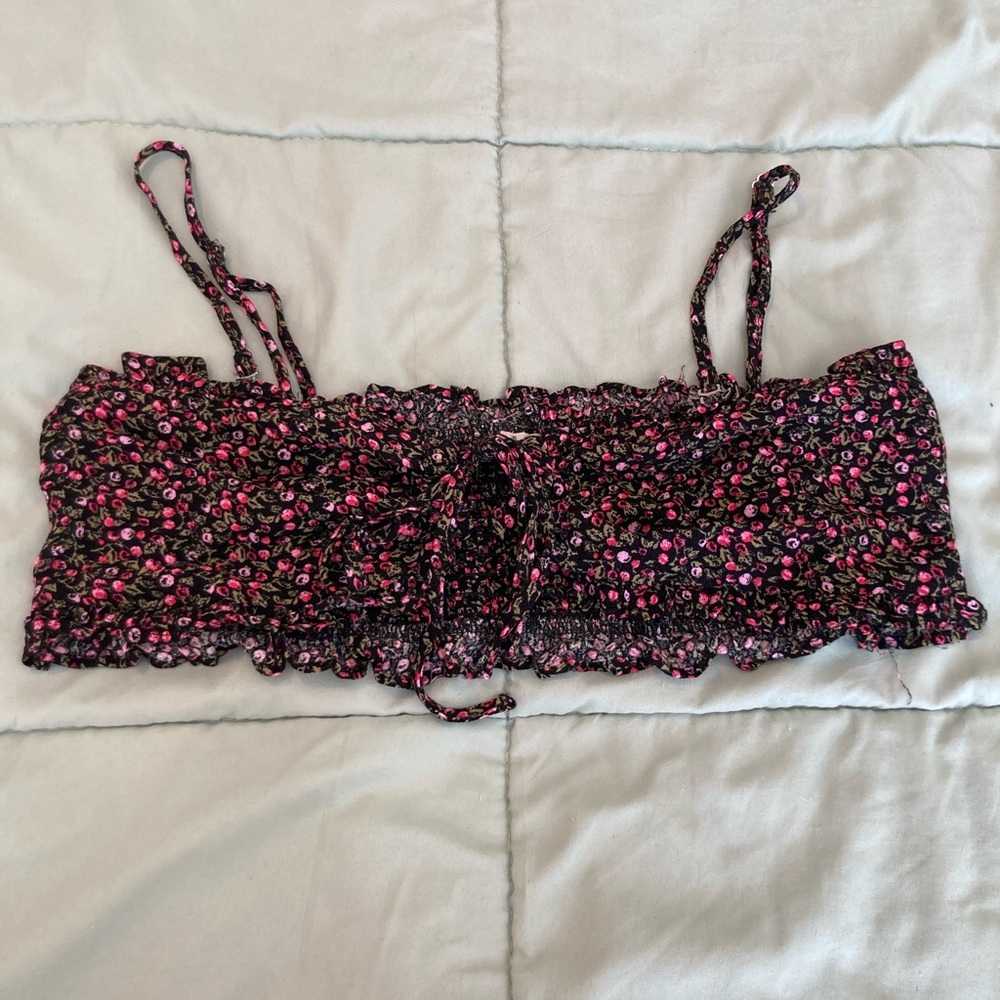 Intimately by Free People Picnic Ruffle Bandeau Top in Black Combo